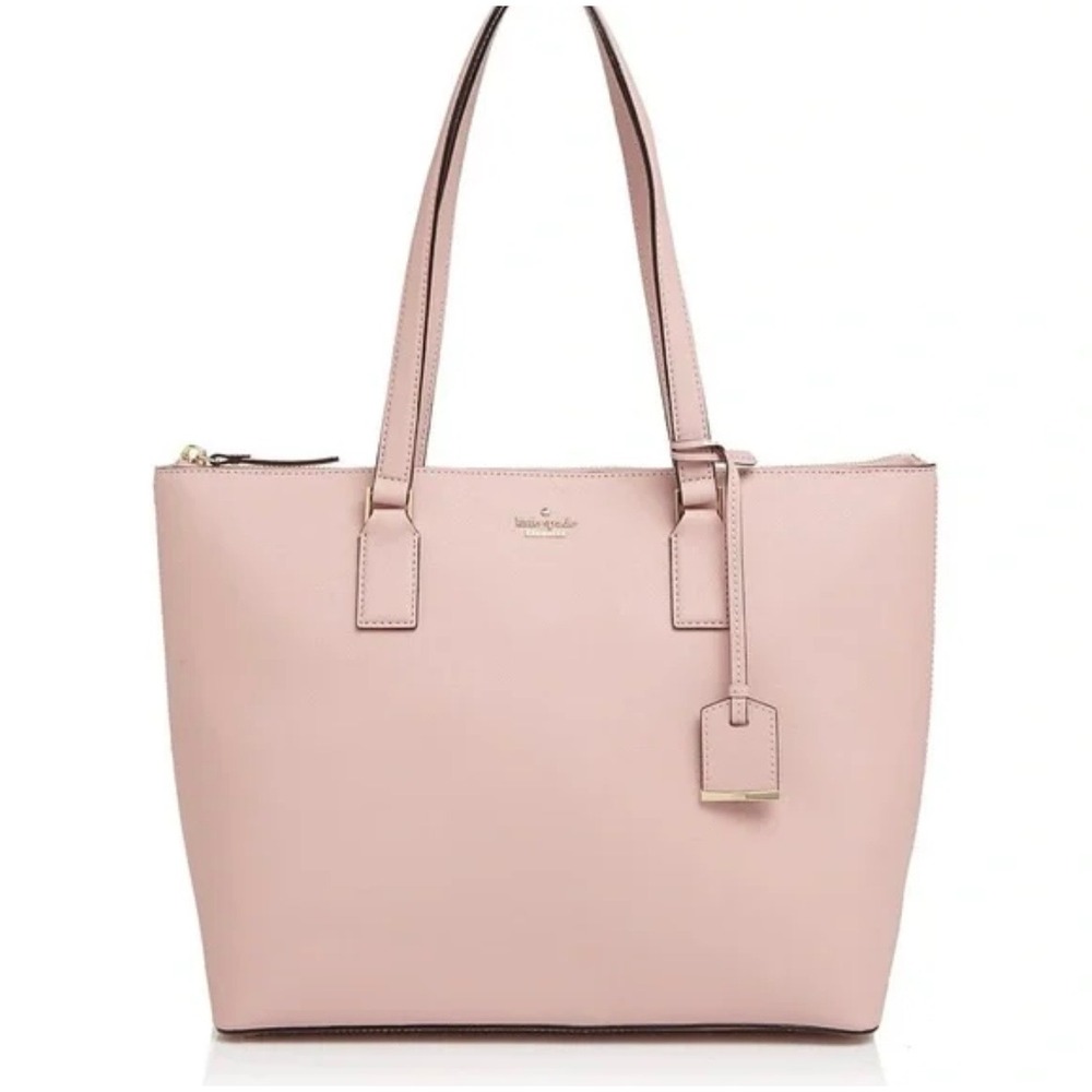 Kate Spade New York Pink Saffiano Leather Large Top Zip Tote Bag Shoulder Bag